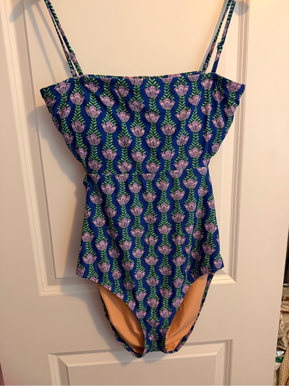 J. Crew Blue One-Piece Swimsuit with Pink Floral Print